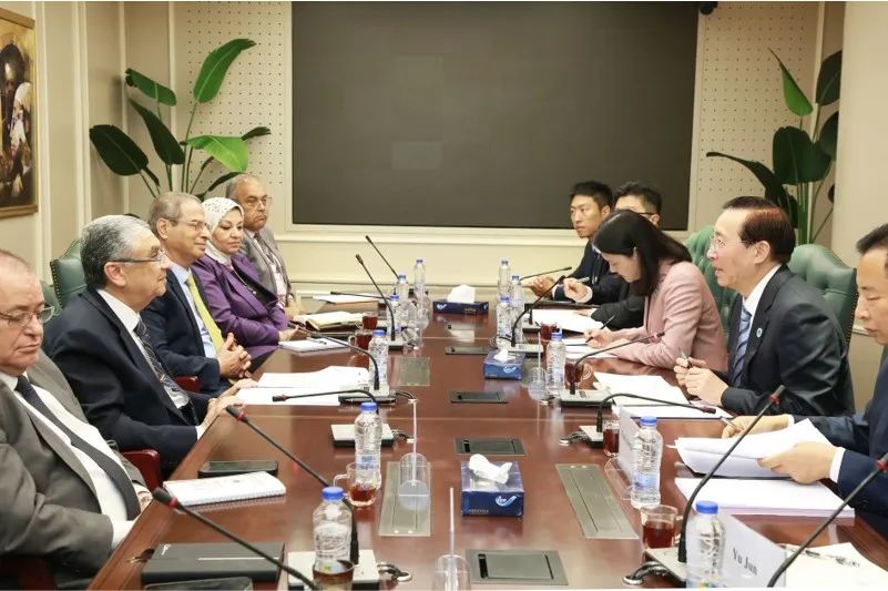 國家電網董事長辛保安與埃及電力部部長沙赫爾、中國駐埃及大使廖力強會談