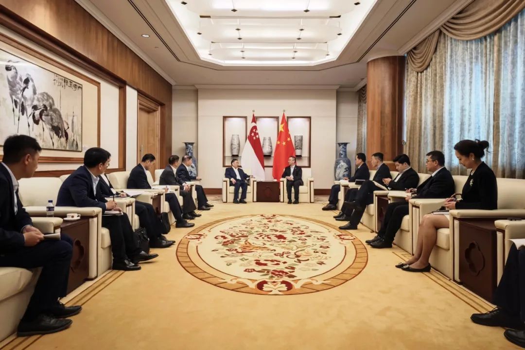 中國能建黨委書記、董事長宋海良與中國駐新加坡大使館臨時代辦朱憬會談